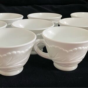 Pebble Leaf Milk Glass Punch Cups